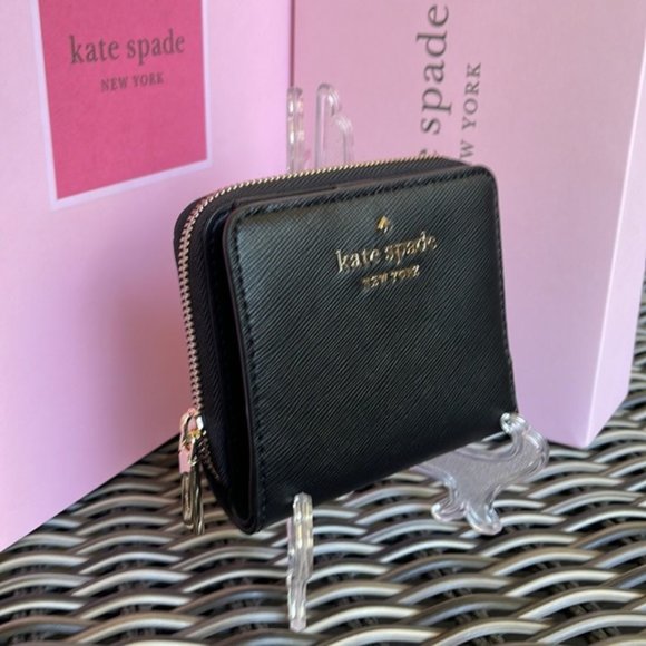 Kate Spade Staci Small Zip Around Bifold Wallet Black - Picture 7 of 16